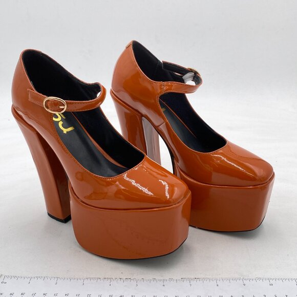 FSJ Brown Closed Toe Chunky Heel Mary Jane Platform Pumps Block Heel Dress Shoes - Picture 4 of 8